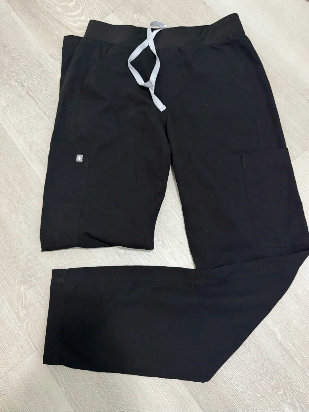 Figs Men's Black Cargo Pants with Contrast Drawstring